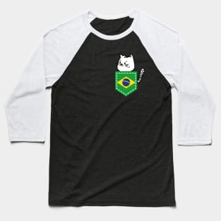 Patriotic Pocket Pussy - Cat Lover -  Brazilian Patriot Baseball T-Shirt